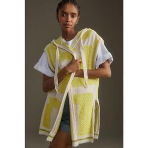 By Anthropologie Fringe Hooded Sweater Vest L NWT